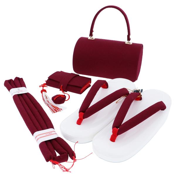 七五三 着物 7歳向け 箱迫セット 「ワインレッド無地」 子供着物