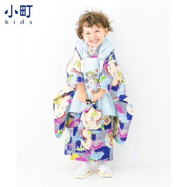 七五三 男 着物 3歳 フルセット 被布セット 小町 「市松に鶴亀