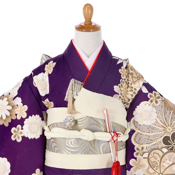 七五三 着物 7歳 四つ身着物セット 「紫 梅と菊」 女の子 7才 女児用