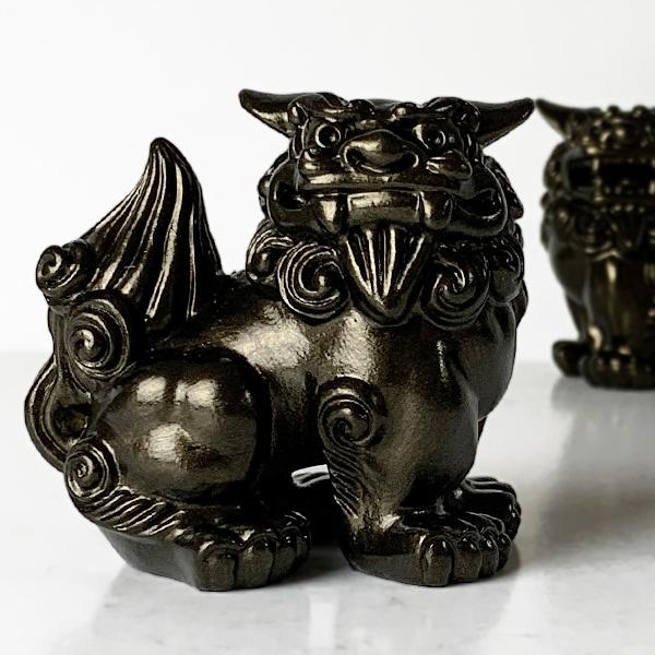 シーサー 置物 玄関 沖縄 土産 ペアシーサー 招福シーサー 黒金 : 琉球