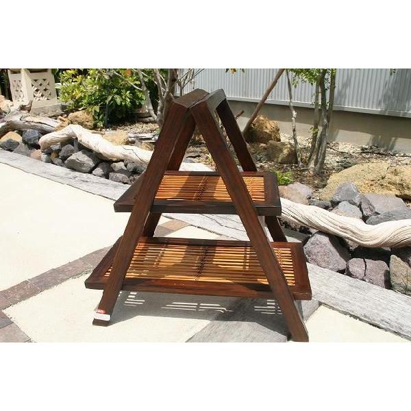 アジアン家具 2段ラック チーク バンブー バリ島 オリジナル バリ島