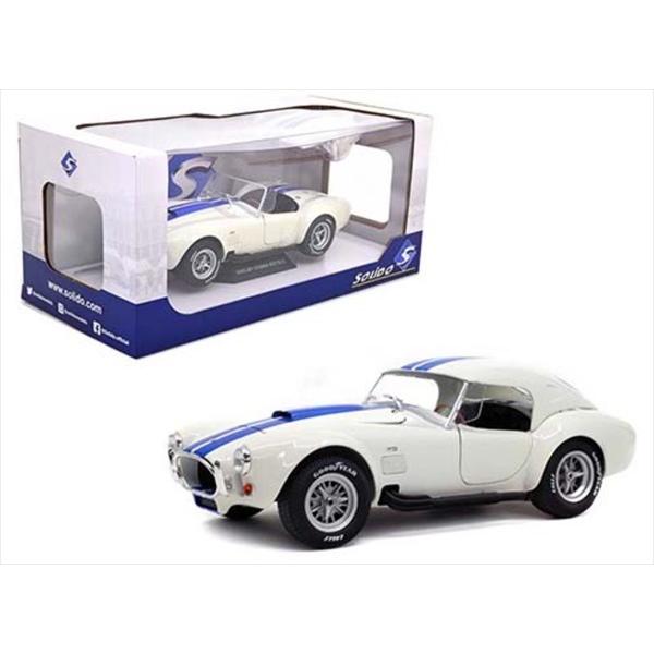 ミニカー 1965 シェルビー コブラ 427 白色青ライン 脱着可能屋根付き