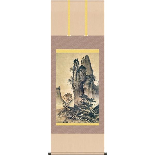 掛け軸-四季山水図（春）／雪舟(尺五立) 水墨山水画 床の間 和室