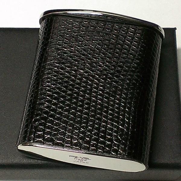 携帯灰皿 おしゃれ タスカ 本リザード革巻き ブラック レザー トカゲ革