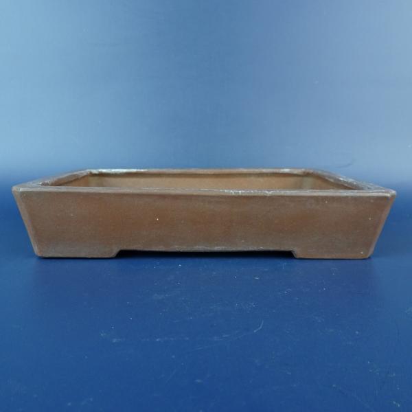 中古】盆栽鉢 中国宜興 w落款 小型 長辺 約17cm 長方鉢 泥物 中国鉢
