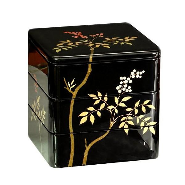 山田平安堂 三段重 南天蒔絵 重箱/漆器/5.5寸 : 漆器 山田平安堂