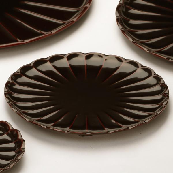 山田平安堂 菊皿 溜（5寸） 香典返し/引き出物/ギフト/漆器/漆塗り/皿