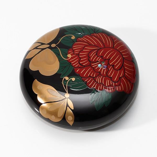山田平安堂 丸小箱 蝶に牡丹／蝶に桜／蝶に藤 : 漆器 山田平安堂