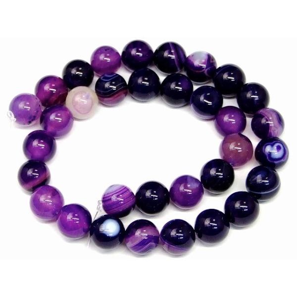 g3-984D 紫白縞 瑪瑙 12mm メノウ パープル アゲート ストライプ