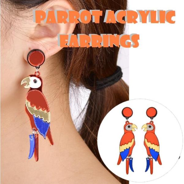 送料無料 ピアス オウム アイコン アクリル プレート イアリング
