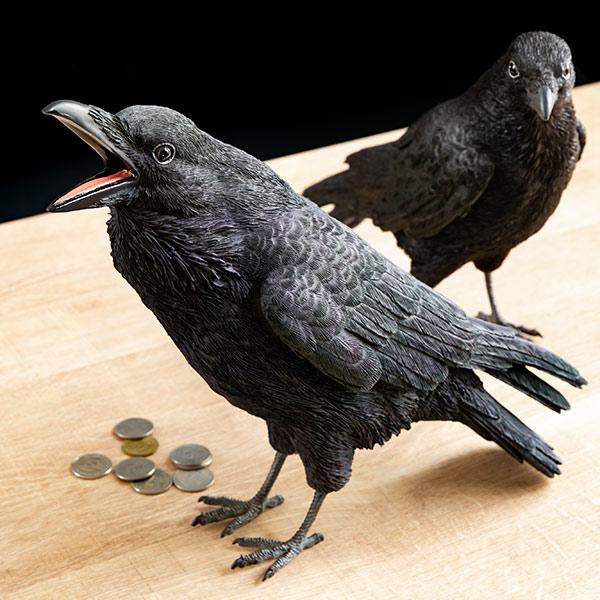カラス 貯金箱 リアル オブジェ 置物 インテリア （ 雑貨 動物