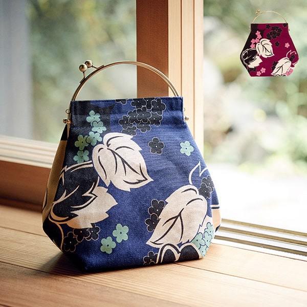 亥之吉 ベンリーがま口 [大] つたかずら 蔦葛 紺 紅紫 がま口バッグ