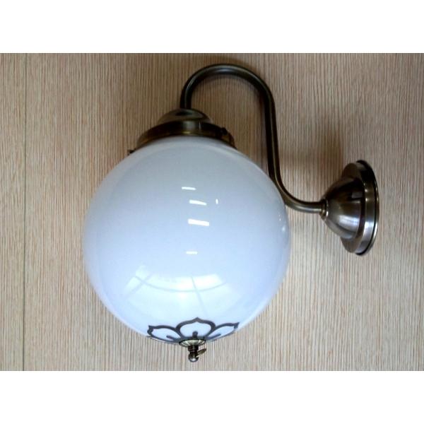 屋内用 アンティーク 真鍮製 ブラケットライト 乳白ガラス 200φ / 大正