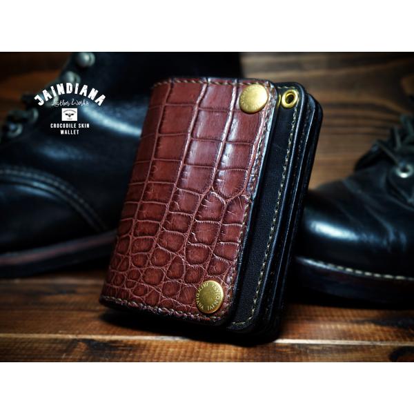 トラッカーウォレット ショートタイプ クロコダイル・サドルレザー