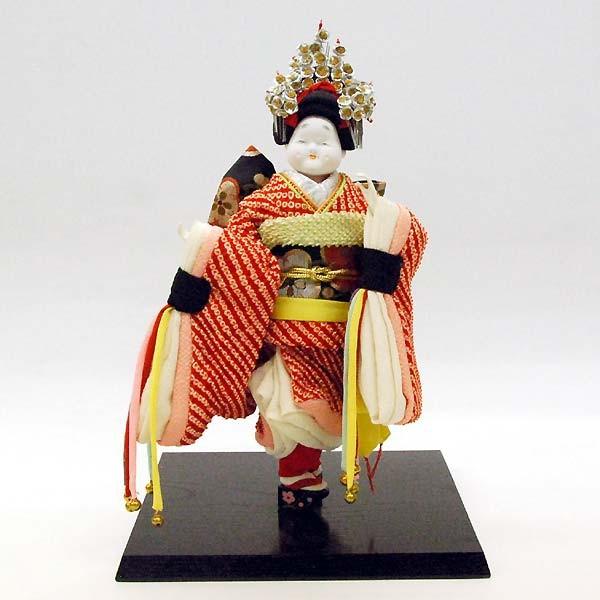 日本人形 お福 禿 正絹鹿の子（着物） 本ねり頭 : 雛人形-五月人形