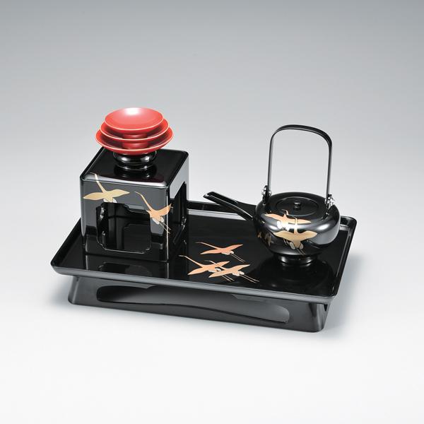 お屠蘇セット 屠蘇器 漆器 本漆 黒 光琳鶴 雪才屠蘇器 : おいしい