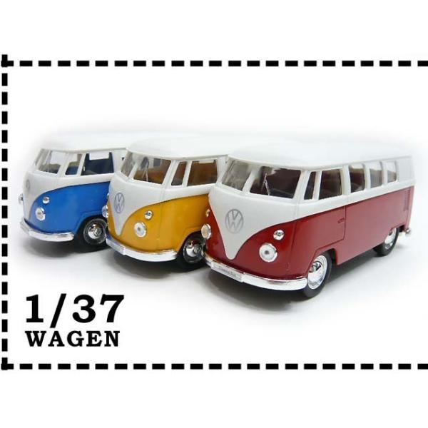 1/37 ワーゲン タイプ2 バン 1962年 赤・黄・青 ミニカー