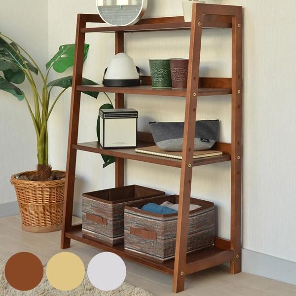 オープンラック ウッドラック 4段 ガラストップ棚 幅65cm （ オープン