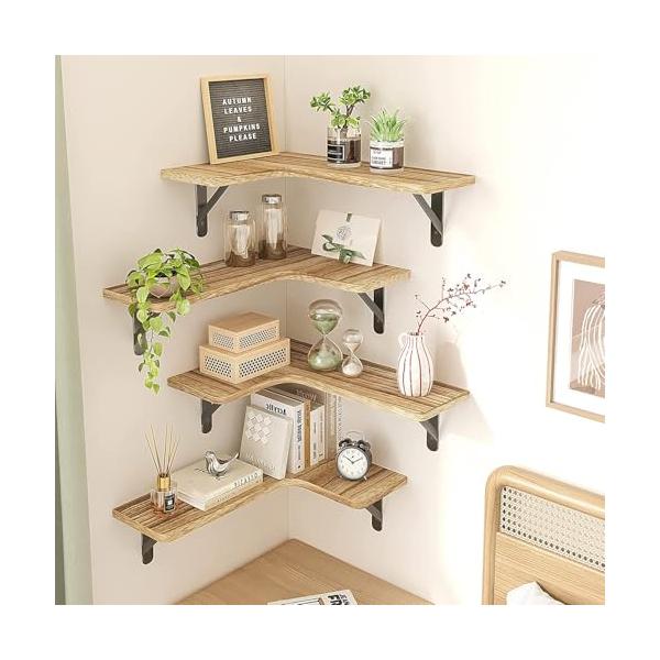 ウォールシェルフ、壁掛け棚、コーナーラック 壁掛け 収納バスケット