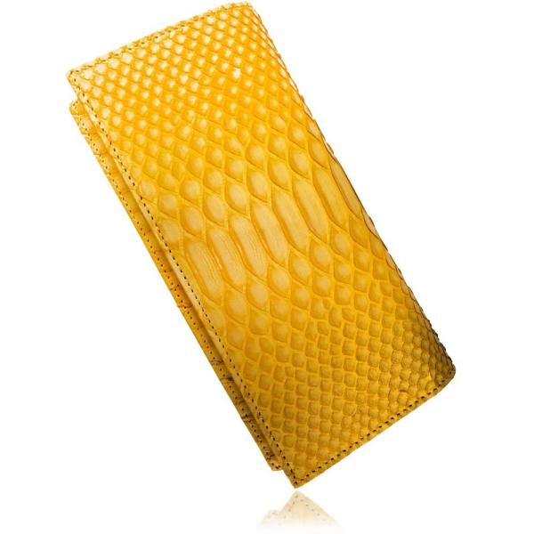 100万円が入る 開運 蛇革 黄蛇長財布(職人染めダイヤモンドパイソン