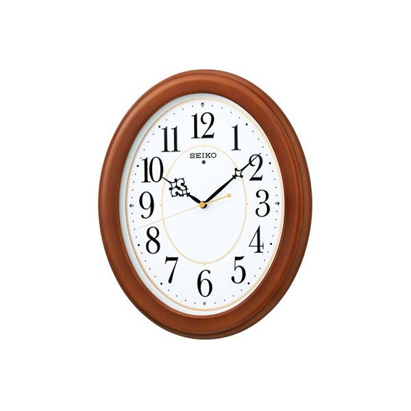 壁掛け時計 電波時計 アナログ 掛け時計 おしゃれな 木目調 楕円形