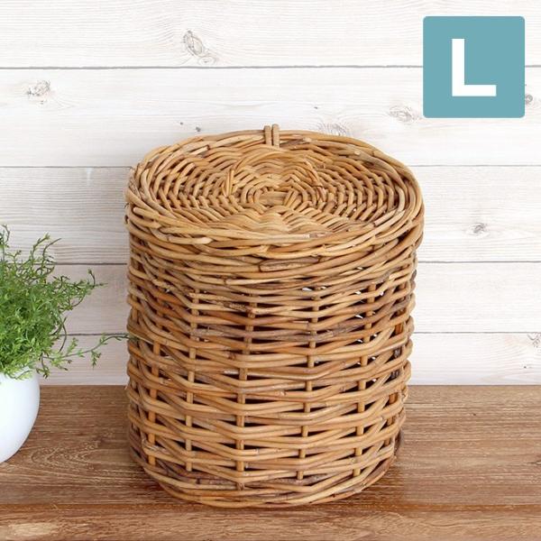 アラログフタ付きラウンドL /アラログ ラタン フィリピン かご