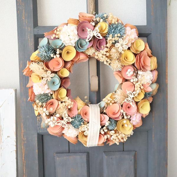 カラフルウィンターリース インテリア 玄関 冬支度 クリスマス 463【J