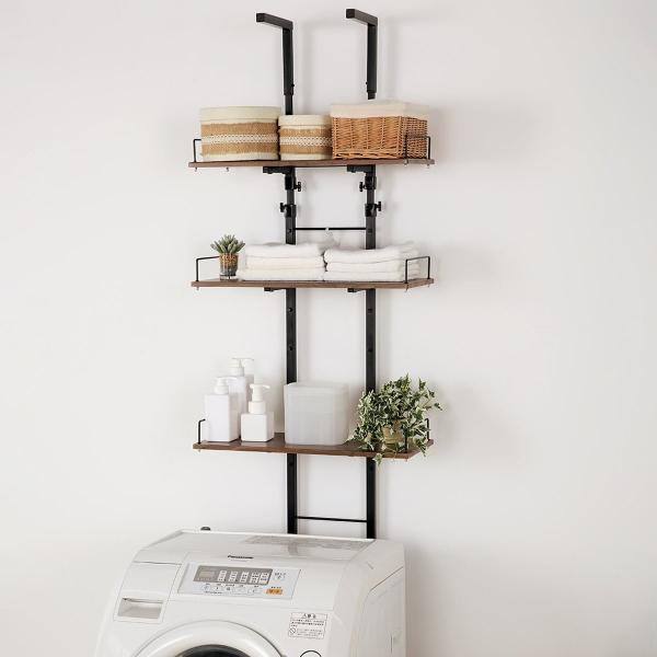 ニトリ（NITORI） 突っ張り洗濯機ラック(ミドルブラウン BH07