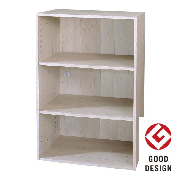 Nクリック 簡単組立て カラーボックス ディープ ワイド3段(ホワイト