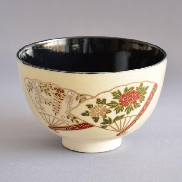 茶碗 茶道具 加藤藤山 作 仁清中黒 扇面茶碗 : 茶道具専門店 (有)菊池