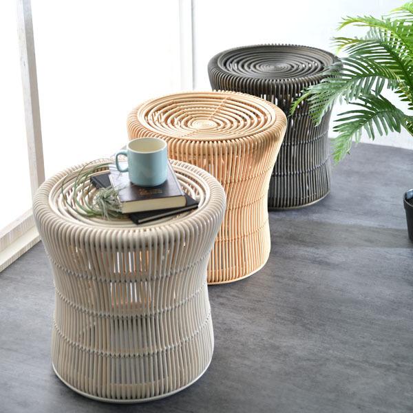 ラタンスツール 円形 おしゃれ かわいい ラタン 籐 玄関 椅子