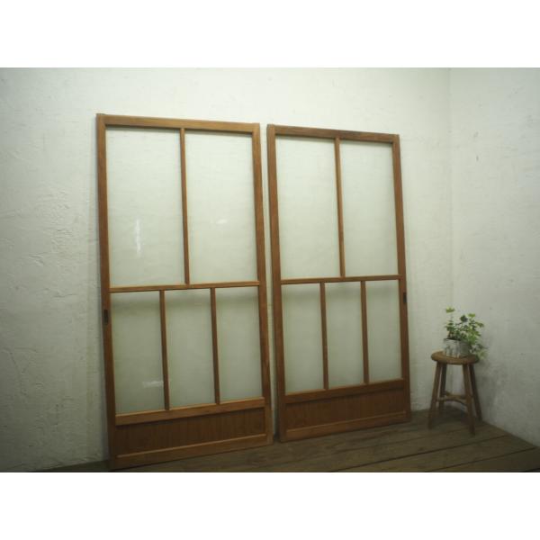 タQ0658◇(1)【H176cm×W85,5cm】×2枚◇昭和レトロなデザインガラスの