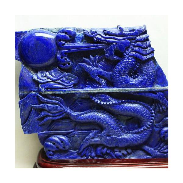 5.6Kg ラピスラズリ 手彫り 龍 置物 t362-563 : 誠安天然石専門店
