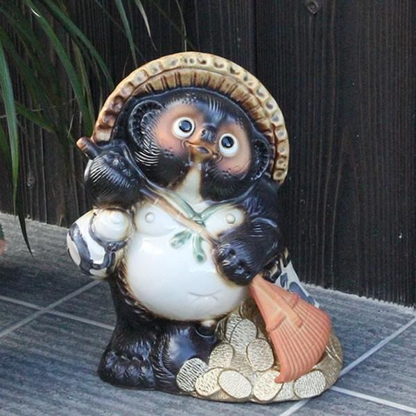 信楽焼 9号熊手狸 たぬき タヌキ 狸 開運 縁起物 可愛い 陶器 商売