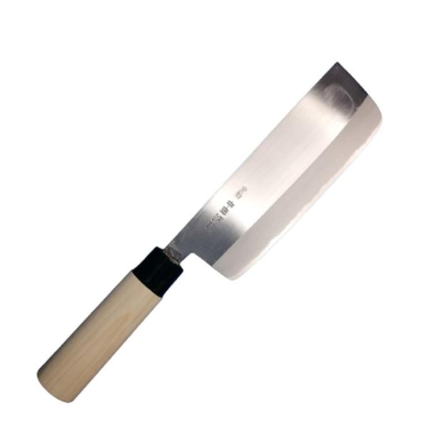 中庄作 菜切包丁 磨き 白二鋼 別打 東型包丁 165mm 角型 薄刃包丁