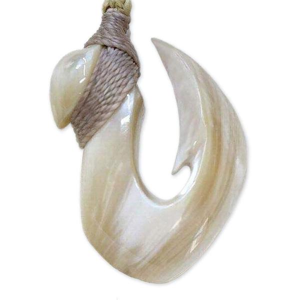 ハワイアンジュエリー フィッシュフック ネックレス シェルカービング