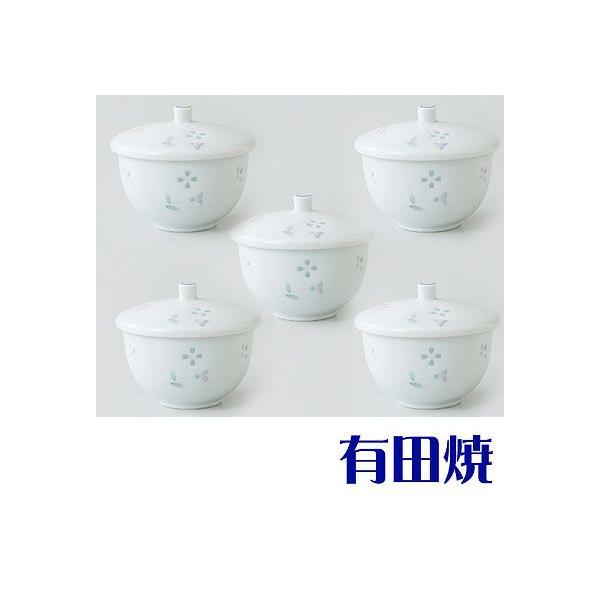 有田焼 ホタルつゆ草 湯呑み5客セット（フタ付汲出揃え） : お値打ち
