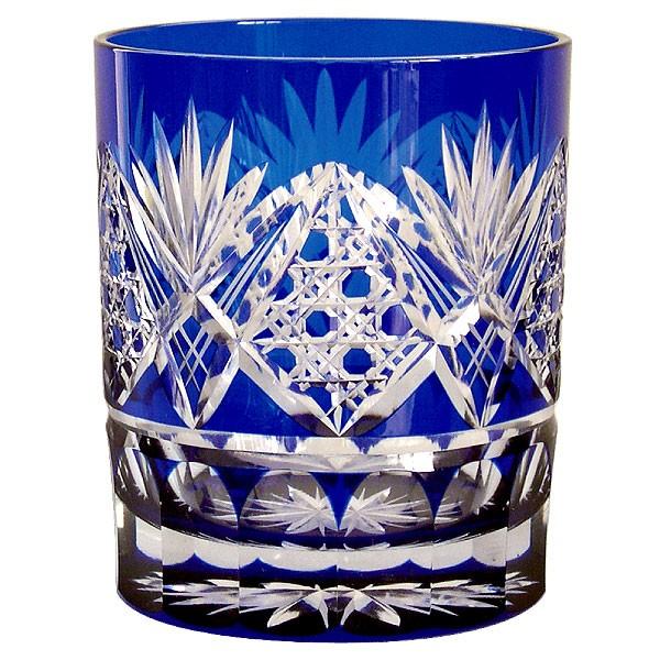 江戸切子 ロックグラス 八角籠目 田島硝子 ルリ（青） : お値打ち本舗