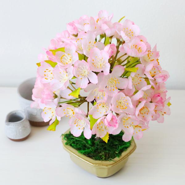 桜 造花 ミニさくら盆栽仕立てアレンジ シルクフラワー CT触媒 bgr