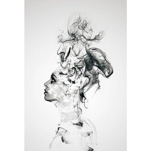 額付 アートポスター アートフレーム おしゃれ 絵画 モノクロ女性 煙