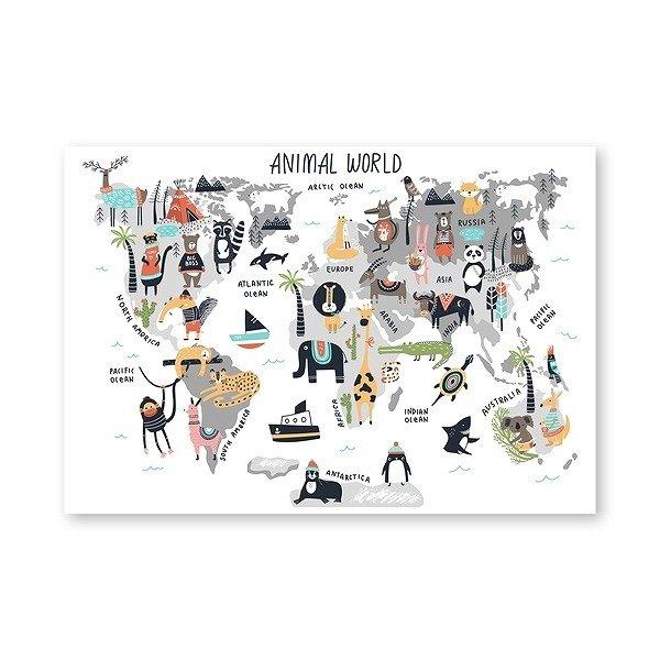 額付 アートポスター アートフレーム おしゃれ 絵画 世界地図・動物