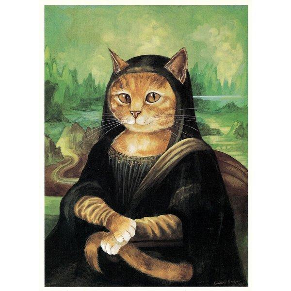 額付 アートポスター アートフレーム ヴィンテージイラストモナリザ猫