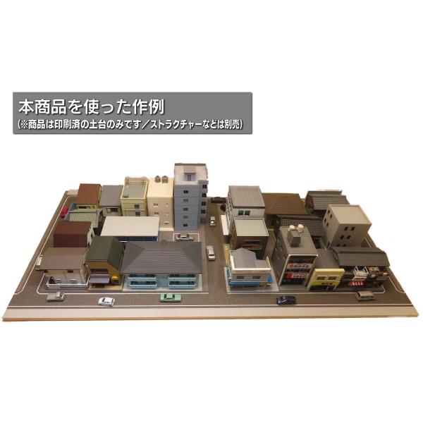 Nゲージ用ジオラマベース（1車線／商店街・住宅街区画） : ふきの芽