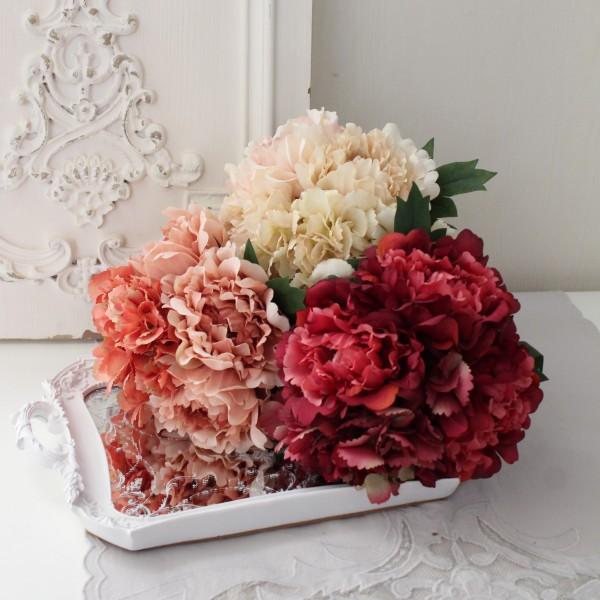 造花 アンティーク風 ピオニー ブーケ 芍薬 花束（クリーム ピンク