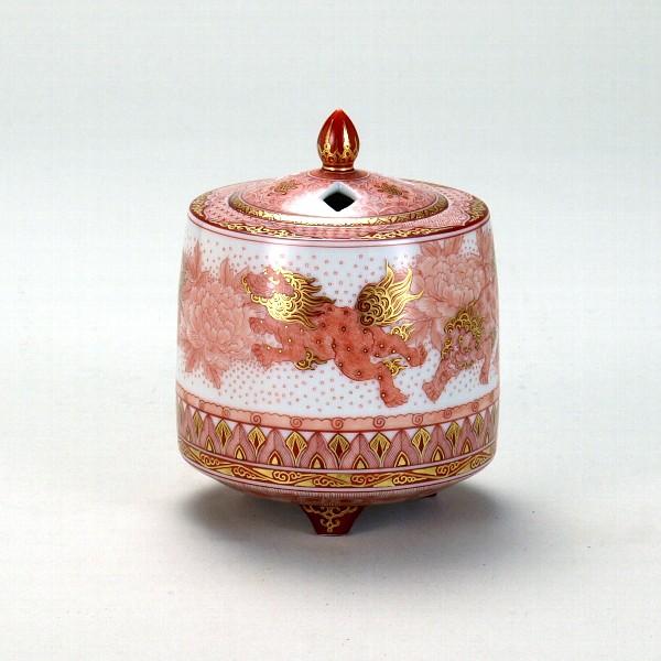 九谷焼 福島武山 香炉 赤絵牡丹獅子文 : 九谷焼 STYLeNCE スタイレンス