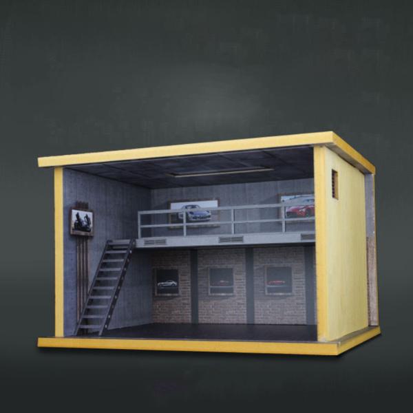 ダブルデッカー車駐車場モデルシーン木製シミュレーション組み立て