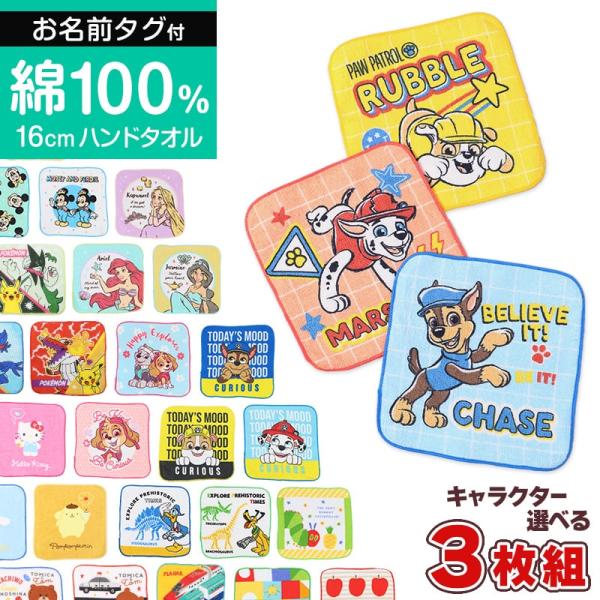 ハンドタオル ハンカチ 3枚組 キャラクター 柄違い キッズ 子供 保育園