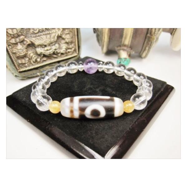 龍紋天珠ブレスレット 一眼天珠＋水晶＋ゴールドルチルクォーツ＋