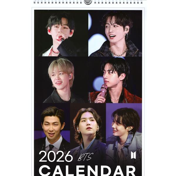 BTS グッズ 大判 壁掛け カレンダー 2026年 (令和8年) + ステッカー