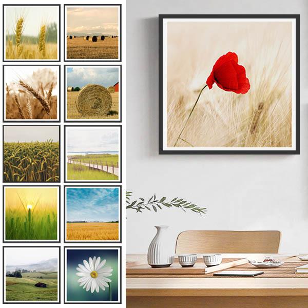 単品 33×33cm アートパネル 枠付きフレーム絵画 田園風景 牧場